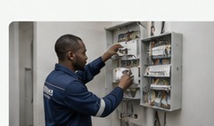 Tonywais Electra Services technician working on an electrical panel